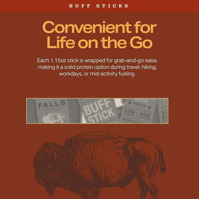 Grass-Fed Buffalo Meat Snack Sticks Western Heat Spicy by Falls Family Ranches 12 Pack 1.15oz Stick Carton 8g Protein 0g Sugar 70 Calories