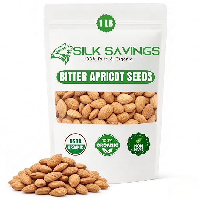Bitter Apricot USDA Organic (1LB) Sun Dried Bitter Apricot kernels 16oz Natural Raw Bitter Apricot Seeds Vegan Non-GMO Gluten Free Great source of Vitamins 3 Kernels everday