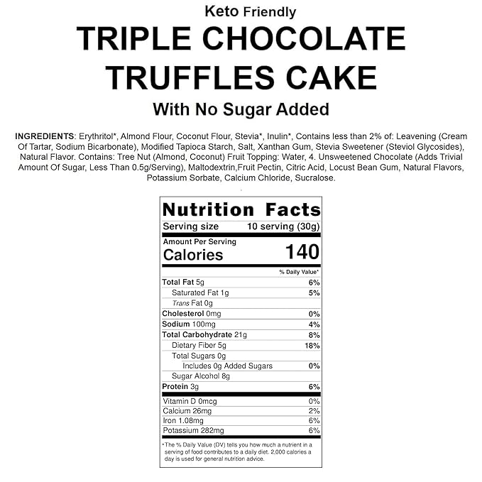 ANDY ANAND CHOCOLATIER Keto Triple Chocolate Truffle Cake 9 - Sugar-Free Gourmet Fresh Baked Decadent Dessert Perfect for Diabetics &amp Keto Diet (2 lbs)