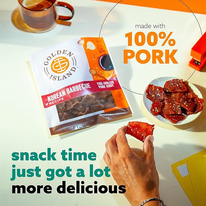 Golden Island Korean BBQ Variety Pack - (15 Pack) 8 Pork Snack Bites and 7 Pork Jerky - Korean Barbecue Protein Snacks - Up to 8g Protein per Serving - Gluten Free