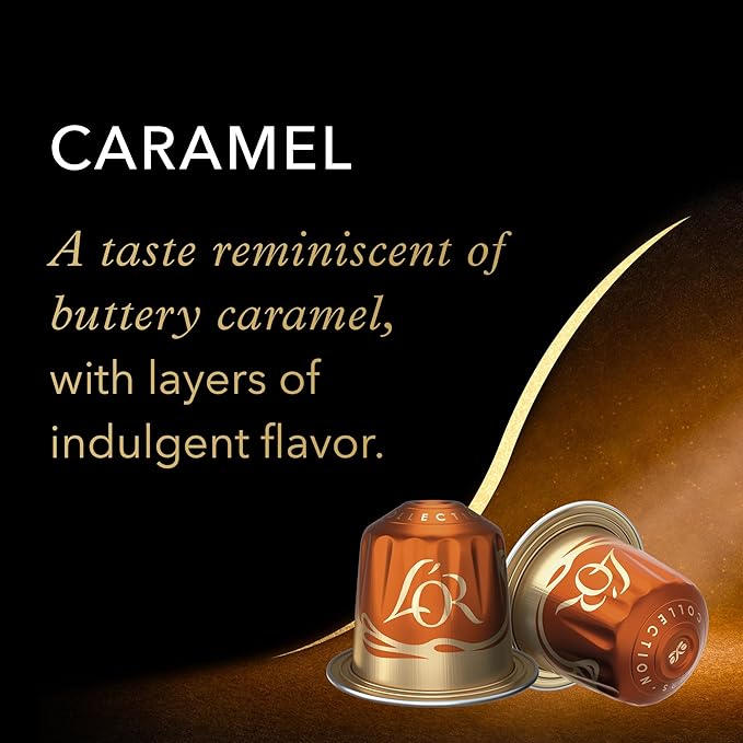 L'OR Espresso Capsules 30 Count Caramel Single-Serve Aluminum Coffee Capsules Compatible with the L'OR BARISTA System &amp *Nespresso Original Machines