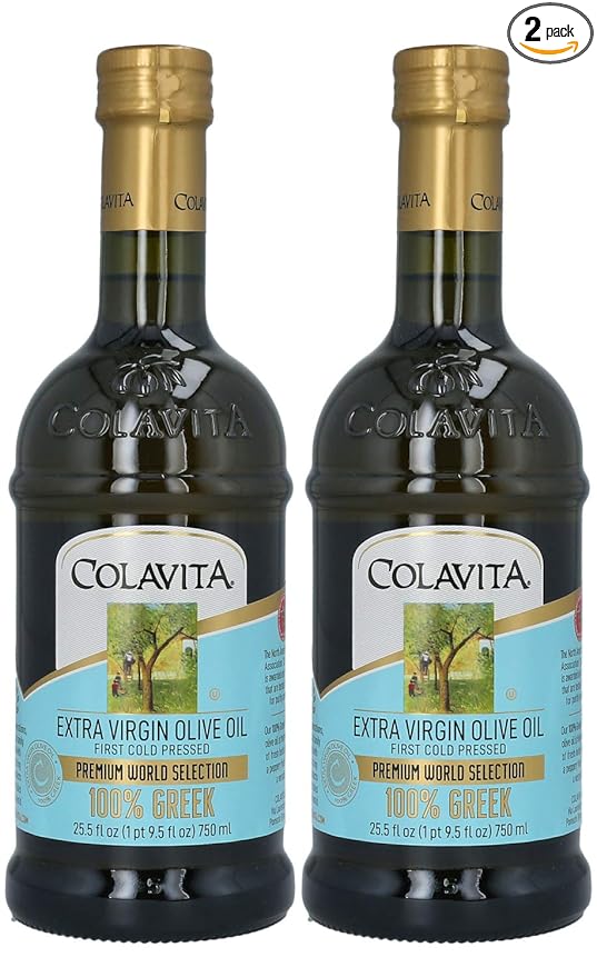 Colavita Greek Extra Virgin Olive Oil Pack of 2 Glass Bottle
