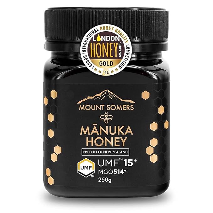 Mount Somers Premium Manuka Honey MGO 514+ / UMF 15+ 100% Pure New Zealand Manuka Honey - Genuine Natural Superfood - UMF Certified &amp Traceable 8.8oz Jar