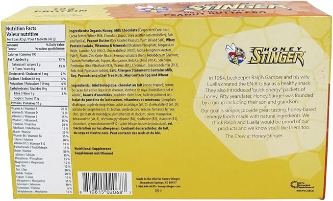 Honey Stinger Food Peanut Butter Pro Protein Bar (Box of 15)