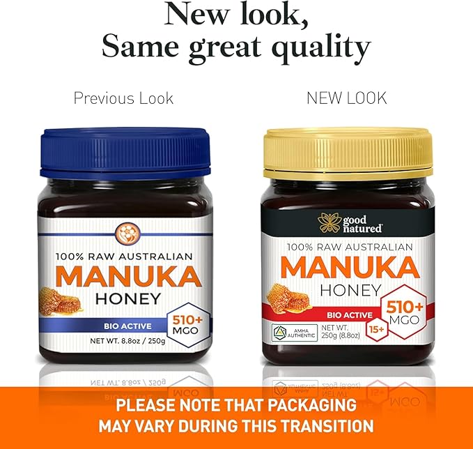Good Natured Manuka Honey (MGO 510+) - High Grade Raw Manuka Honey Medical Grade Non-GMO Lab-Tested &amp AMHA Certified BPA-free 8.8 oz