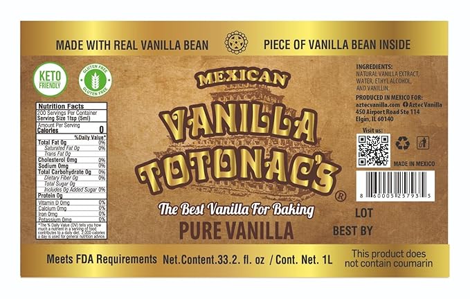 Mexican Vanilla Totonac's Pure Vanilla Flavoring 33.2 Fluid Ounce