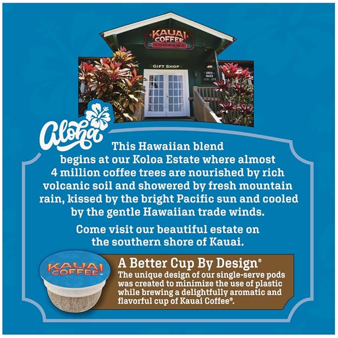 Kauai Coffee Single Serve Pods Mocha Macadamia Nut - Arabica Coffee from Hawaii's Largest Coffee Grower Keurig-Compatible Cups (36 Count)