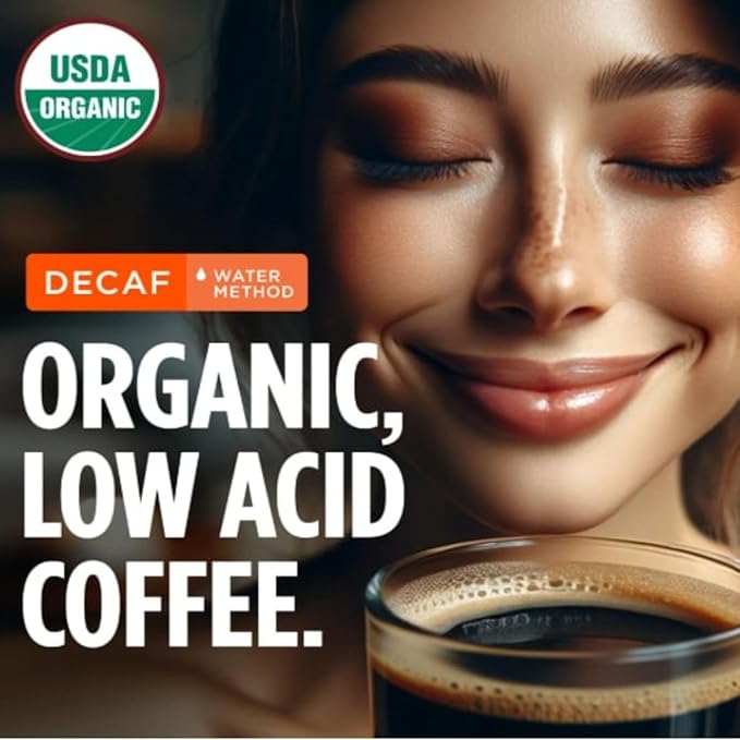 VitaCup Organic Perfect Dark Roast Decaf Coffee Pod for Pure &amp Clean Energy Antioxidants Low Acid Peru Single Origin in Single Serve Pod compatible w/Keurig K-Cup Brewers16CT