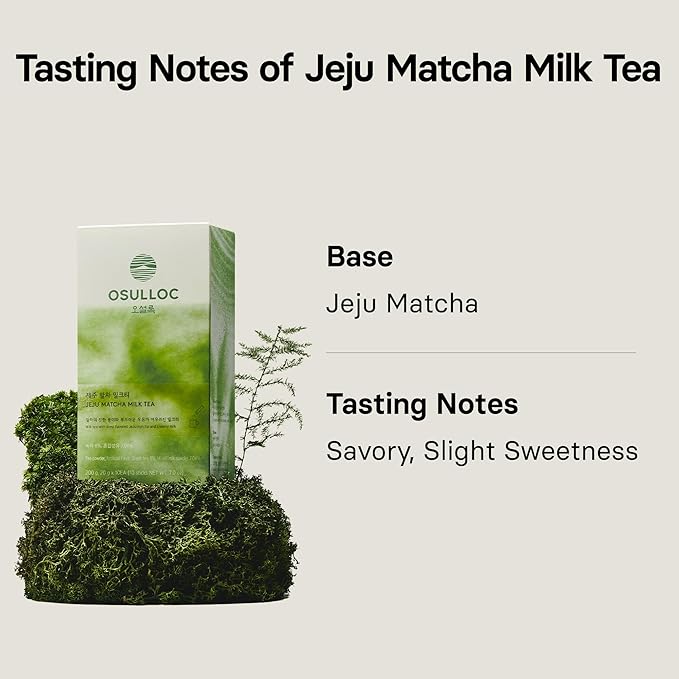 OSULLOC Jeju Matcha Milk Tea (7oz X 10 Packets) Easy on-the-go Stick type Powder Blended tea Deep flavored matcha &amp creamy milk
