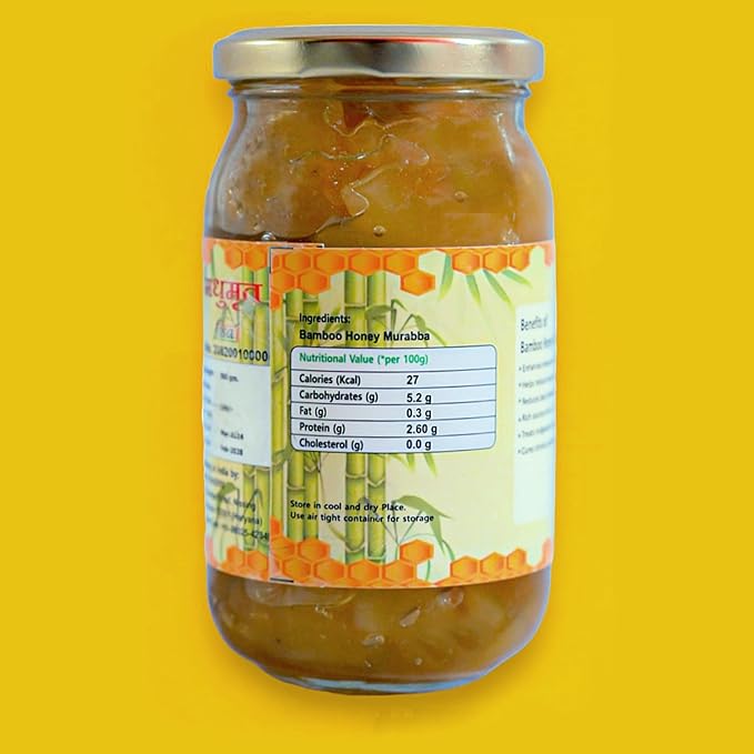 MADHUMRIT Bamboo Murabba | Raw Forest Honey | Helps Increasing Height Growth Healthy and Fresh | Bans ka Murabba (500 gram) (Bamboo)