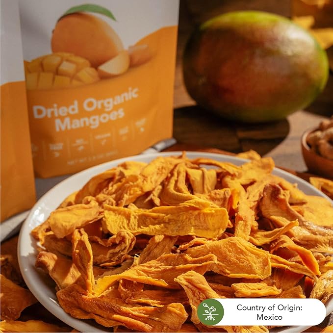 Earthside Farms Dried Organic Mangoes 2.8oz 6 Pack – No Sugar Added Gluten-Free Vegan Snack – Naturally Sweet Dried Fruit – Perfect Healthy On-the-Go Snack for Work School Travel