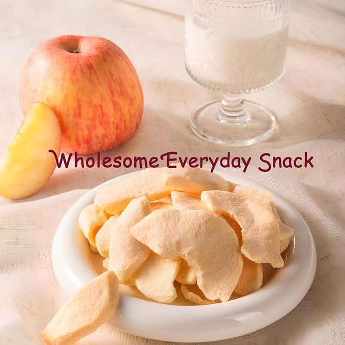 DGYLHBJ Freeze Dried Peeled Apple Slices Fuji Apple 7.05oz/200g 100% Natural Apple Crisps Snack No Added Sugar No Additives Vegan Gluten Free
