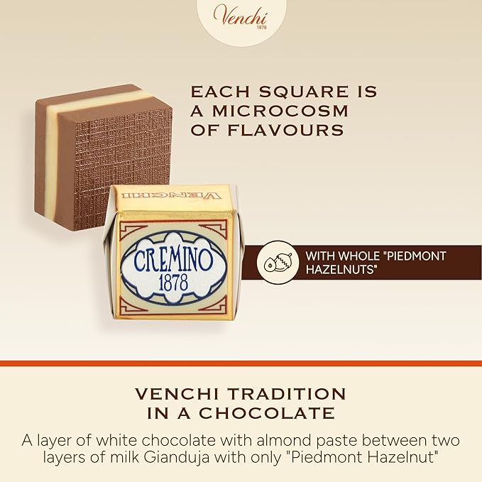 Venchi - Classic Cremino Chocolates Gianduia and White Chocolate Flavor Chocolate Candy Bulk Gluten-Free 2.2 lb Bag