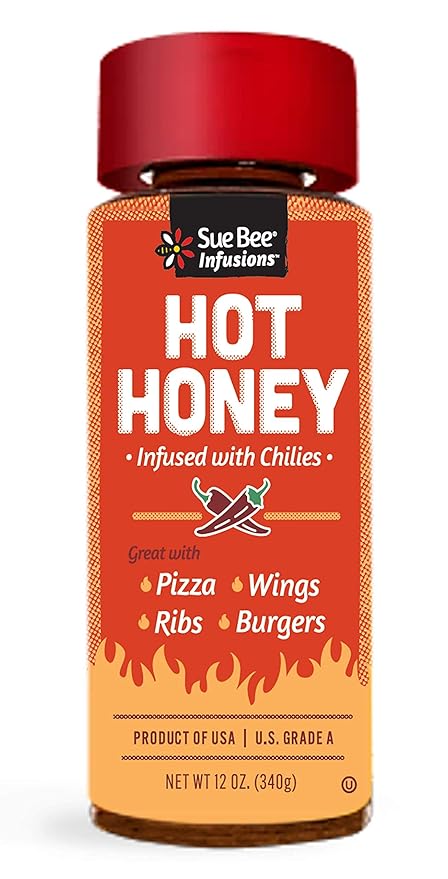Sue Bee Naturally Infused Hot Honey with Chili Peppers Pure Honey US Grade A Flavored Honey 12 Ounce (Pack of 6)