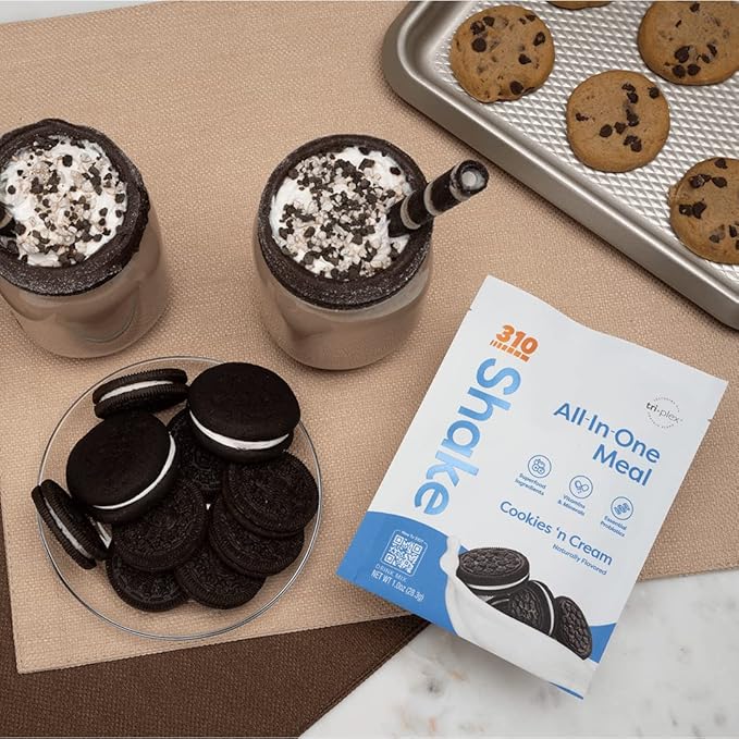 310 Nutrition All-In-One Meal Replacement Shake Powder - Plant-Based Protein Smoothie Blend w/High Fiber Probiotics &amp Adaptogens - Low Carb Vegan Keto &amp Paleo Friendly - Cookies N Cream - 1