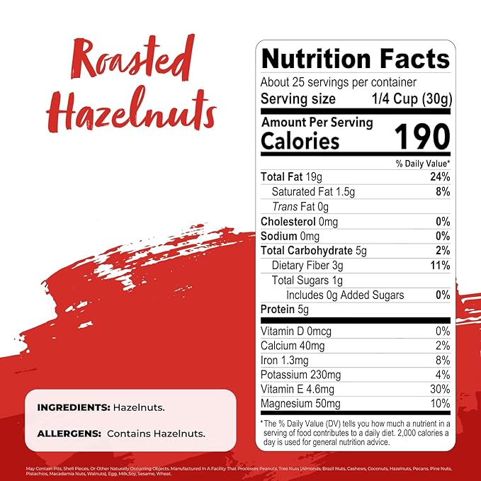 Nature’s Garden Roasted Hazelnuts – 26oz Whole Roasted Hazelnuts Raw Bulk Hazelnuts High Fiber Kosher Certified Cholesterol Free Hazelnuts For Baking Healthy Snack – Bulk 26 Oz Bag (Pack of 1)