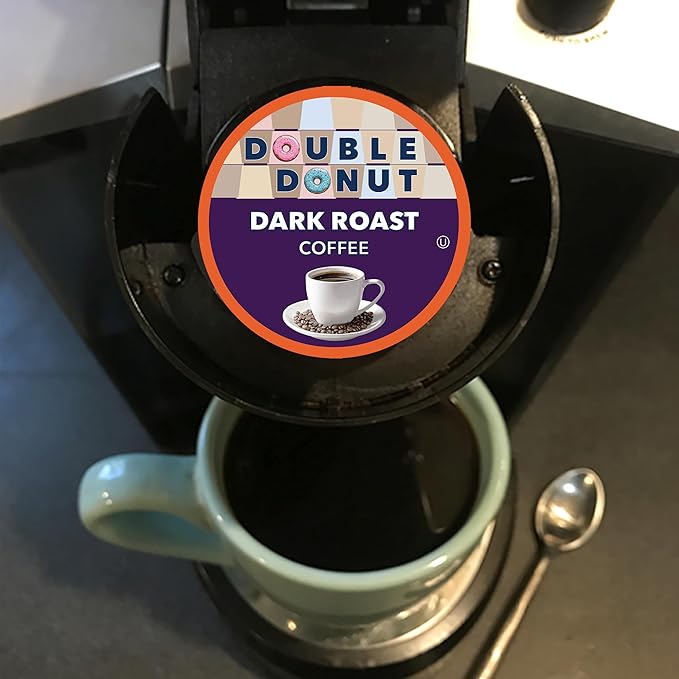 Double Donut Coffee Extra Bold Blend Dark Roast Coffee Pods Dark Roast Coffee Compatible with Keurig K Cups Brewers 72 Count