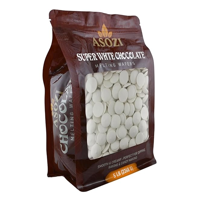 Super White Chocolate Melting Wafers – 5lb Resealable Bag Premium Melting Chocolate for Baking &amp Candy Coating Chocolate for Cookies Truffles Confections &amp Desserts (Super White Chocolate)