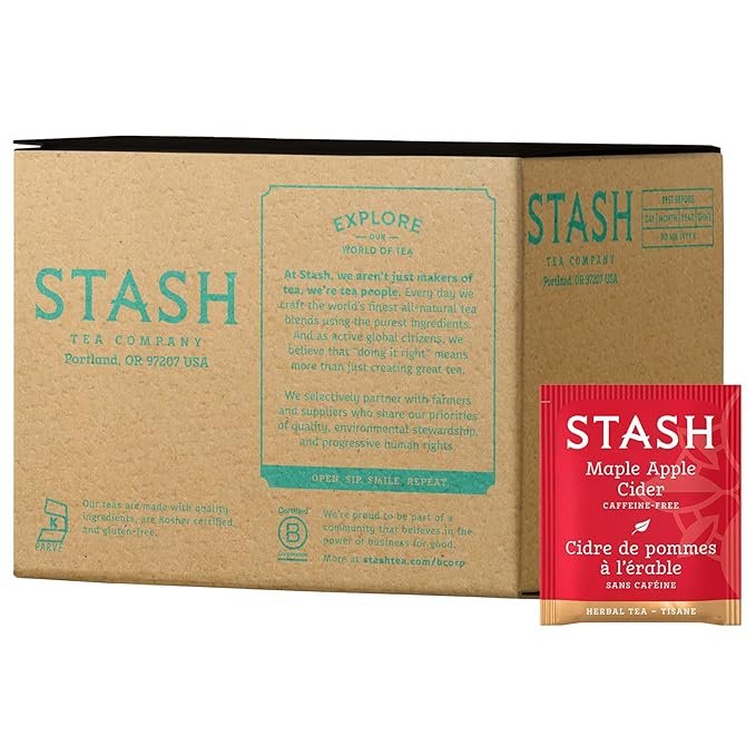 Stash Tea Maple Apple Cider Herbal Tea - Caffeine Free Non-GMO Project Verified Premium Tea with No Artificial Ingredients 100 Count (BULK PACKAGING)