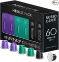 ROSSO CAFFÈ 60 Espresso Coffee Pods for Nespresso Original Machines - Pack of Rich and Bold Capsules 3 Premium Intense Dark Flavors