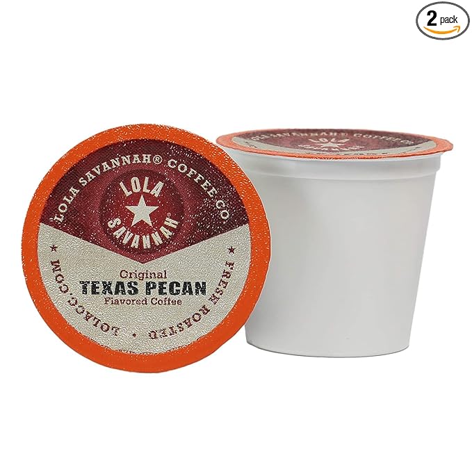Lola Savannah Texas Pecan Caffeinated Coffee Pods Flavored Coffee in Pod Shaped Containers 100 Count