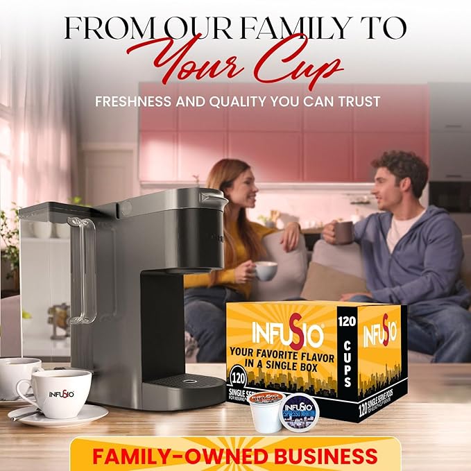 InfuSio Flavored Coffee Pods Variety Pack - 120 Count Flavored Medium Roast 12 Curated Blends Inspired by Classic Cocktails Compatible with Keurig K cups 2.0 Brewer