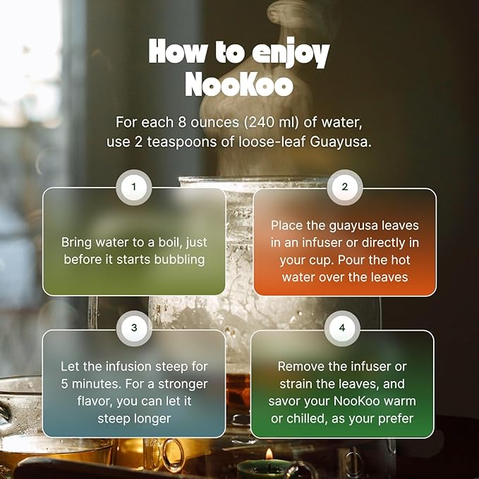 NooKoo Organic Guayusa Loose Leaf Tea 9 oz | Clean Energy &amp Focus | 60mg Natural Caffeine | Smooth Jitter-Free Boost | Antioxidant-Rich Herbal Tea | Coffee Alternative from the Amazon