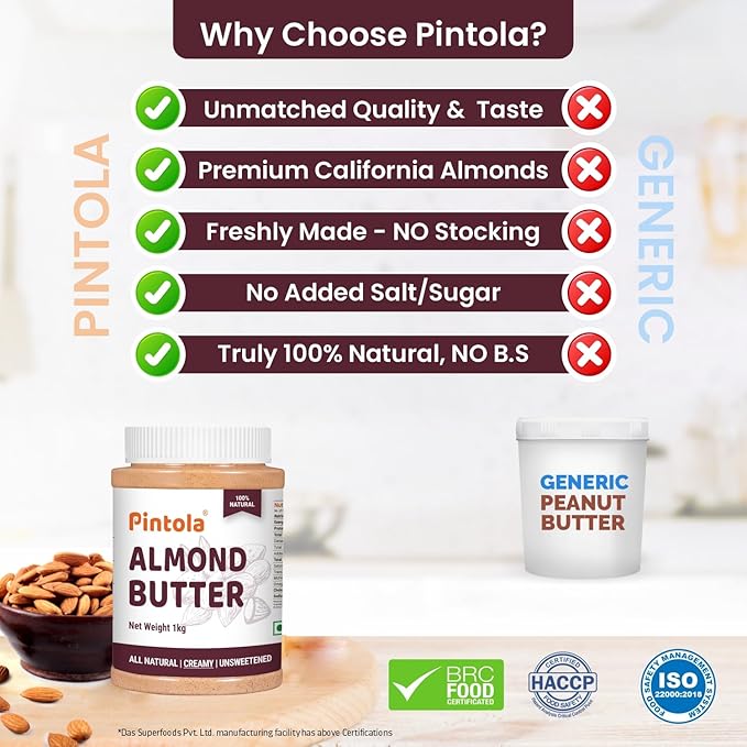 Pintola All Natural Almond Butter (Crunchy) (1kg)
