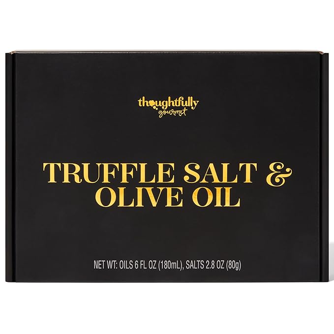 Thoughtfully Gourmet Truffle Salt &amp Olive Oil Gift Set Includes 4 Premium Extra Virgin Olive Oil 2 Truffle Salts with Real Truffles Set of 6
