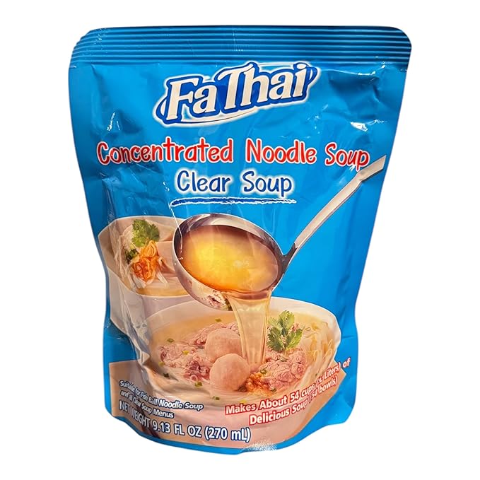 AquaNation Listing For Fa Thai Concentrated Clear Noodle Soup Base 270ml – Authentic Thai Soup Broth for Noodles Wontons Seafood Easy Cooking Imported from Thailand (3 Clear Soup)