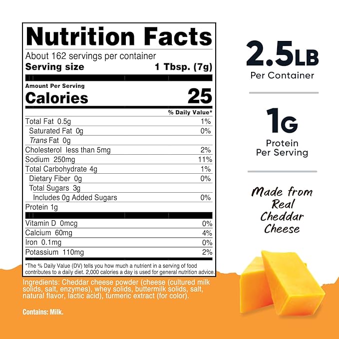 Nutricost Pantry Yellow Cheddar Cheese Powder (2.5 Pounds Per Bottle) - Powdered Cheese :: Great for Cooking Baking Popcorn and More!