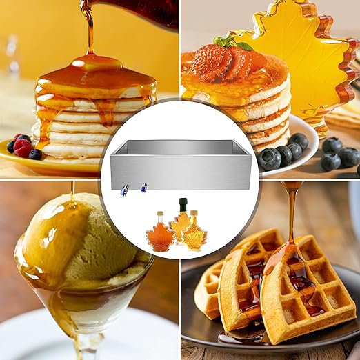 Maple Syrup Evaporator Pan Stainless Steel Maple Syrup Boiling Pan with Valve and Thermomete for Boiling Maple Syrup 16 x 30 x 9.5 Inch
