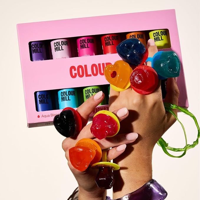 Colour Mill Kickstarter Pack Aqua Blend Water-Based Food Coloring 20 Milliliters Baby Pink Black Chocolate Forest Hot Pink Lime Orange Purple Red Royal Sky Blue &amp Yellow