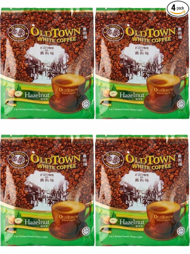 Old Town White Coffee Instant Premix White Coffee 3 in 1 Hazelnut Flavor (4 pack x 15 sachets)