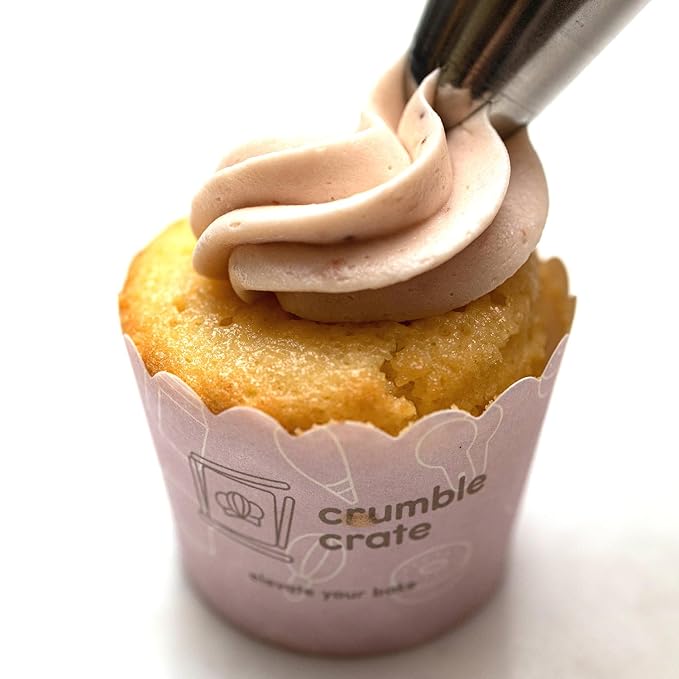 CrumbleCrate Lemon Cupcake with Strawberry Buttercream DIY Baking Kit for Adults | Gourmet Cupcakes Making Set with Pre-Measured Ingredients | Perfect Baking Gift