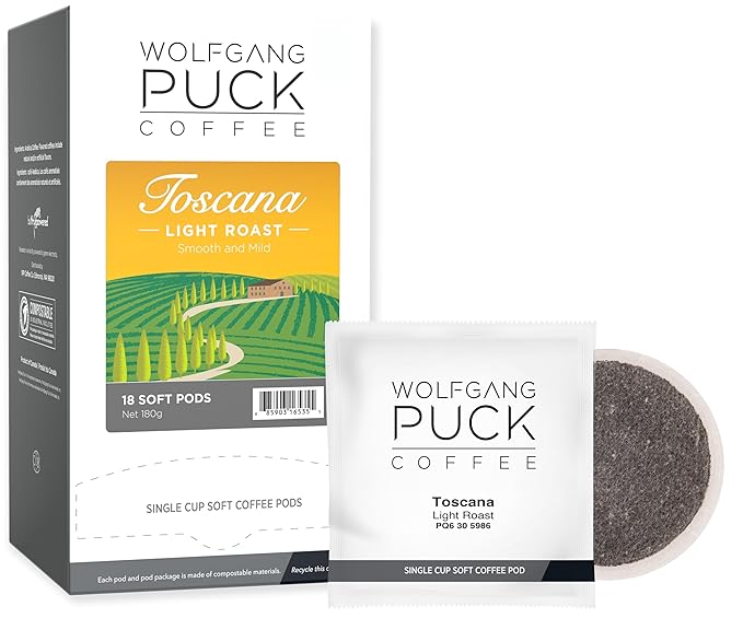 Wolfgang Puck Coffee Toscana 9.5 Gram soft Pods 18 Count (Pack of 3)