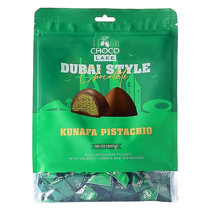 Dubai Style Milk Chocolate with Pistachio Cream &amp Crunchy Kunafa Filling Individually Wrapped 32 oz
