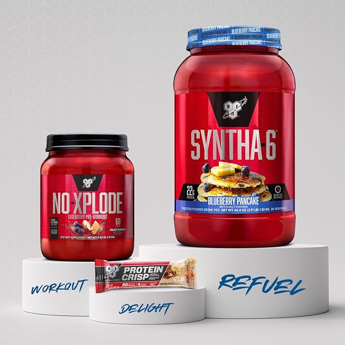 BSN SYNTHA-6 Premium Protein Powder with 6g of Fiber Whey Protein Micellar Casein Milk Protein Isolate Blend 5g Fat Blueberry Pancake 28 Servings (Packaging May Vary)