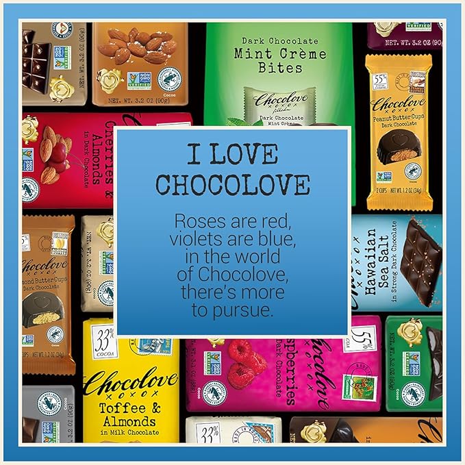 Chocolove Peppermint Dark Chocolate Bars | 55% Cocoa | Crafted in Semi-sweet Premium Chocolate | Non GMO Rainforest Alliance Certified 3.2oz Bar (12 Pack)