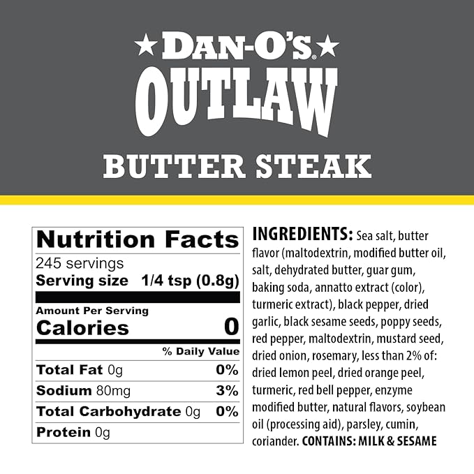 Dan-O’s Outlaw Seasoning Variety Pack – 3 Bottle Set – Butter Dust Butter Steak &amp Blackened Bloody Mary – Bold Buttery &amp Blackened Spice Blends for Meat Seafood Veggies &amp Cocktails