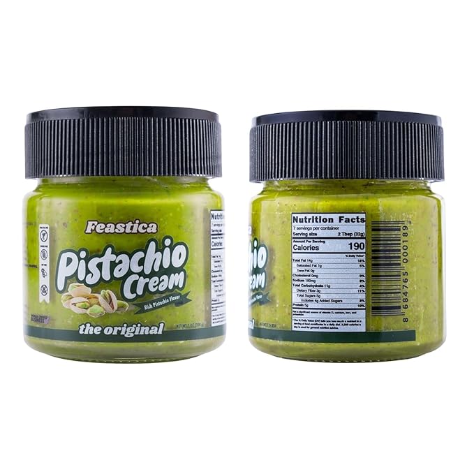 FEASTICA Pistachio Cream Original – 70% Pistachio Spread Rich Nutty Gluten-Free Vegan No Palm Oil – Ideal for Toast Pastries and Gourmet Recipes