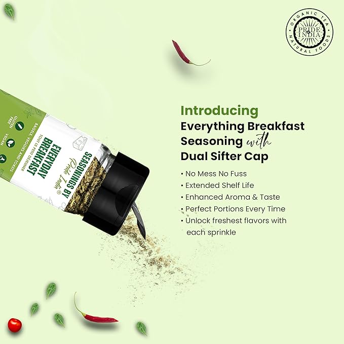 PACK of 6 - Breakfast Seasoning 2.3 oz (65 gm) w/Convenient Dual Sifter Cap Sweet Spicy Taste |For Baggles Scramble Sausages Burrito Pancakes | Non Bioengineered Vegan Gluten Free by Pride of India