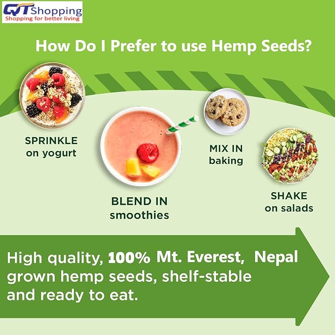 Snow Hill Organic Raw Whole Hemp Seeds 16 Oz (1 LB) – Unhulled 10g Plant Protein &amp 12g Omegas per Serving – Himalayan Hemp Seeds Grown Near Mt. Everest Nepal