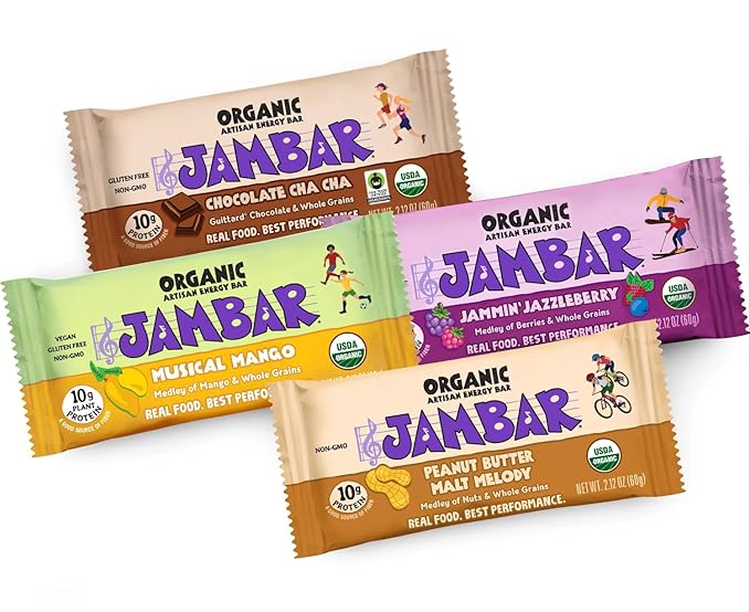 JAMBAR Organic Artisan Energy Bar (Variety Flavors - 12 Pack)