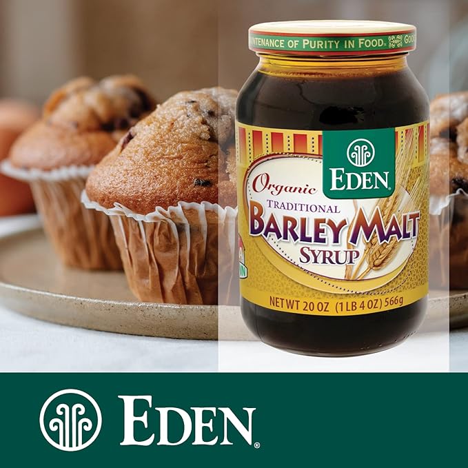 Eden Traditional Organic Barley Malt Syrup Non-GMO USA grown and made Non-Dyastatic 20 oz Glass Jar (3-Pack)