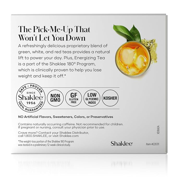 Shaklee Energizing Tea Green Matcha Flavor - Antioxidant-Rich Blend of Green Matcha White and Red Teas for Gentle Energy Lift - Energy Boost On-the-Go Packets - Hot or Cold - 28 Servings