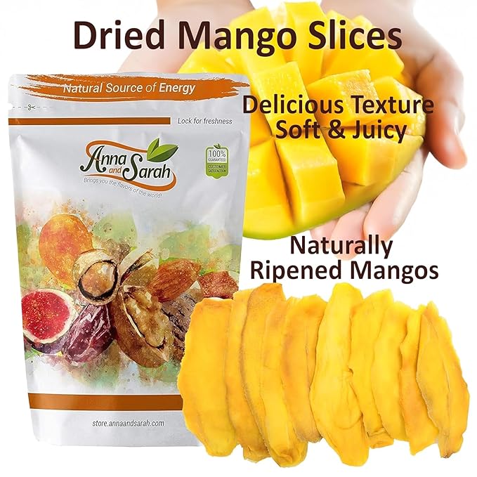 No Sugar Added Dried Mango Slices 32 Oz Delicious Texture Soft &amp Juicy No Sugar Added Dried Mango Naturally Ripened Mangos Dried Fruits Gluten Free Non GMO Natural Source of Vitamin C in Resealab