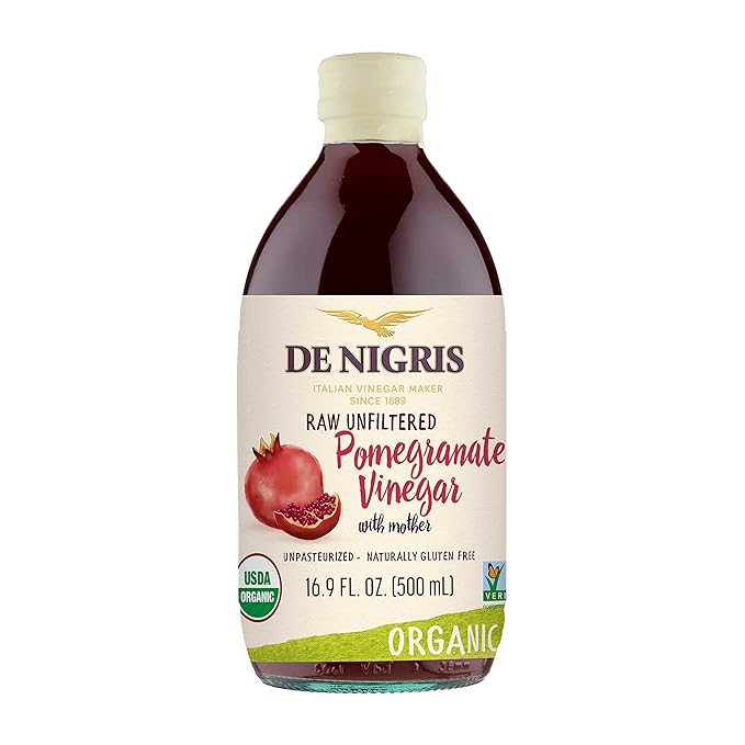 De Nigris Organic Pomegranate Vinegar Raw &amp Unfiltered 169 Oz (500ml) | Balsamic Vinegar Pomegranate With Mother For The Balance Of Metabolism | Organic Pomegranate Balsamic