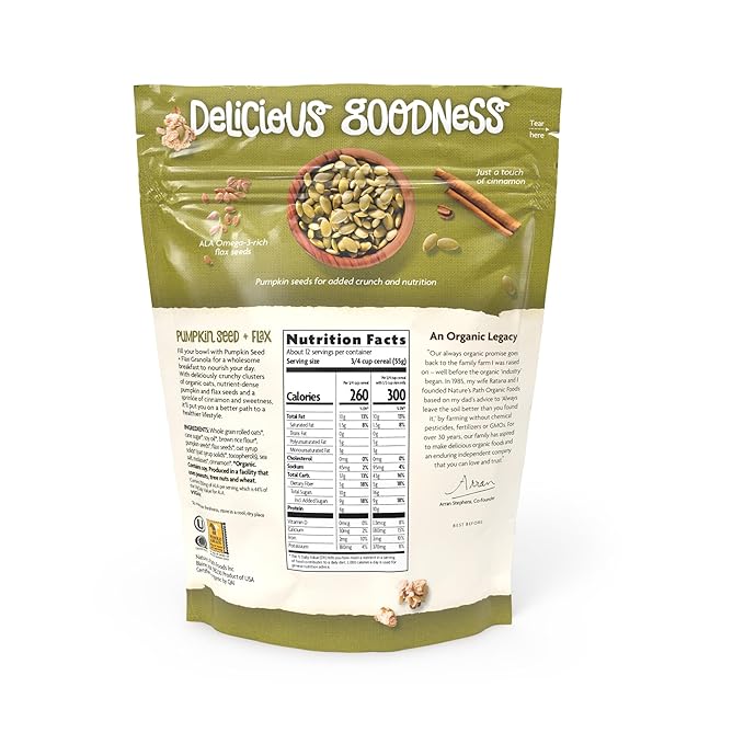 Nature's Path Organic Pumpkin Seed + Flax Granola 24.7 oz (Pack of 6) Non-GMO