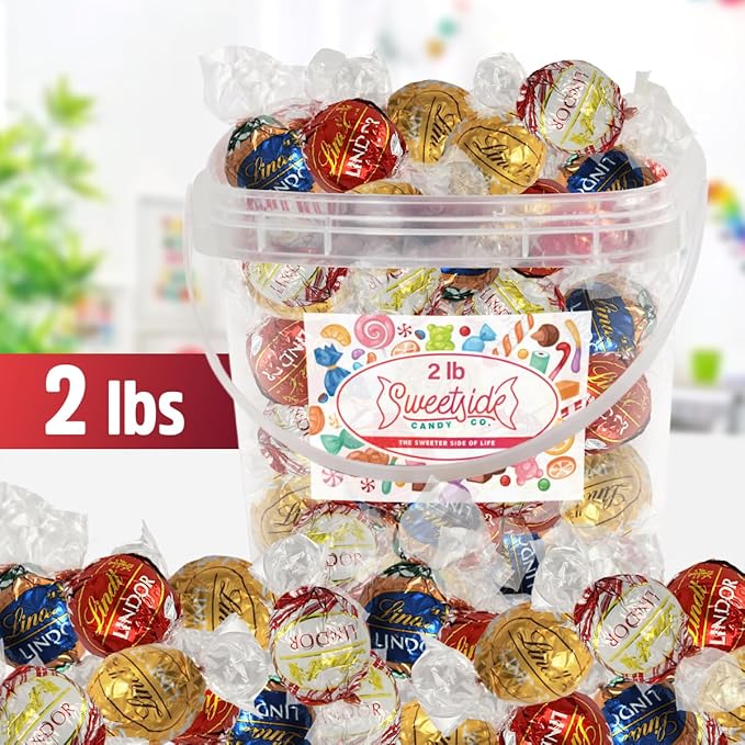 Easter Chocolate Truffles Assorted Flavors - 2lb of Individually Wrapped Chocolate Candy Bucket Mix with Smooth Milk Chocolate White Chocolate White Peppermint Oatmilk Dark Chocolate Flavors